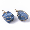 Dyed Natural White Jade Wire Wrapped Pendants G-N326-15-3