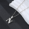 201 Stainless Steel Crystal Rhinestone Initial Pendant Necklaces FS-WG28760-08-1