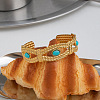 304 Stainless Steel Vintage Synthetic Turquoise Eye Open Cuff Bangles for Women WJ2970-3