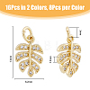 16Pcs 2 Colors Brass Micro Pave Clear Cubic Zirconia Charms ZIRC-DC0001-23-2