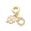 Rack Plating Brass Clear Cubic Zirconia European Dangle Charms KK-Q017-28G-1