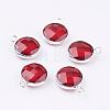 Silver Color Plated Brass Glass Flat Round Charms GLAA-M003-A-04S-1