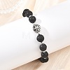 Natural Lava Rock & 304 Stainless Steel & Non-magnetic Synthetic Beads Stretch Bracelets for Women Men BJEW-JB13819-2