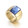 304 Stainless Steel & Glass Finger Rings FS-WGBA2F3-21-1