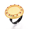 Adjustable Alloy & Iron & Rhinestone Bezel Cup Ring Base with Rotatable Tray MAK-T012-10G-1