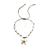 Summer Beach Natural Cowrie Shell Flower with Blue Resin Evil Eye Pendant Adjustable Necklaces for Women FS-WG177B0-01-3