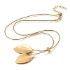Adjustable 304 Stainless Steel Leaf Pendant Lariat Necklaces for Women SA-CBAB727-03G-4