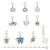 1 Set Acrylic Number Bead Knitting Row Counter Chains & Alloy Enamel Sheep & Woven Theme Charm Locking Stitch Markers HJEW-BC0001-37-6