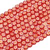 Handmade Millefiori Glass Flat Round Bead Strands LK-P010-02-1
