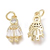 Brass Micro Pave Clear Cubic Zirconia Charms ZIRC-Q024-10G-2