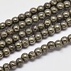 Natural Pyrite Round Beads Strands G-F197-10-3mm-1