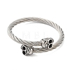 Skull 304 Stainless Steel Twisted Rope Shape Bangles for Women Men BJEW-D304-02AS-02-2