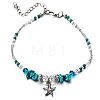 Synthetic Turquoise Chips Beads Anklets WGE754A-01-2