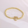 Brass Micro Pave Clear Cubic Zirconia Beaded Stretch Bracelets for Women FS-WGB95F4-05-1
