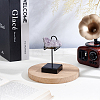 Iron & Wood Mineral Display Holder with Square Acrylic Bases ODIS-WH0099-215-4