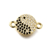 Rack Plating Brass Clear & Black Cubic Zirconia Yin-yang Connector Charms KK-M079-01G-1