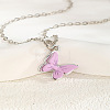 201 Stainless Steel Acrylic Butterfly Pendant Cable Chain Necklaces for Women WGBABBD-05-1