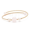 Natural Rose Quartz & Pearl Round Beaded Bangle X-BJEW-JB08464-02-1