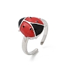 Brass Enamel Cuff Rings for Women RJEW-A059-03P-2