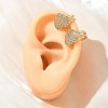 Valentine's Day C-Shaped with Heart Brass Micro Pave Clear Cubic Zirconia Cuff Earrings EJEW-L316-01G-08-1