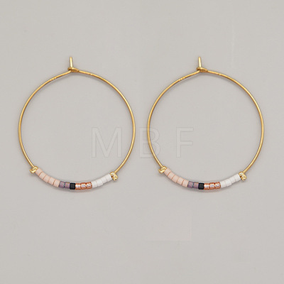 Bohemian Handmade Glass Seed Beads Hoop Earrings AM1646-4-1