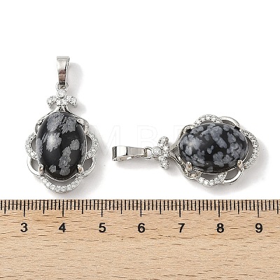 Natural Snowflake Obsidian Oval Pendants G-NH0025-15P-19-1