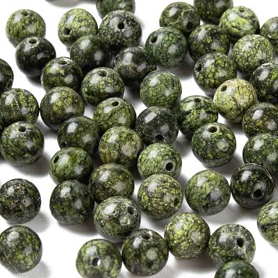 100Pcs 8mm Natural Serpentine/Green Lace Stone Round Beads DIY-LS0002-45-1