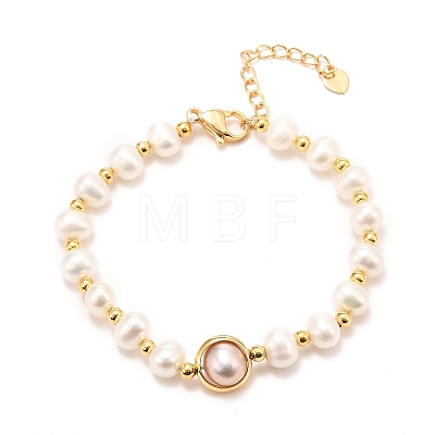Natural Pearl Link Bracelets BJEW-D447-06G-01-1