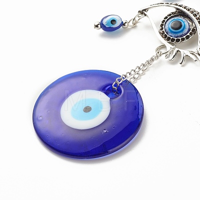 Glass Turkish Blue Evil Eye Pendant Decoration HJEW-I008-04AS-1