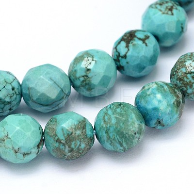 Faceted Round Natural Magnesite Beads Strands TURQ-C003-8mm-12-1