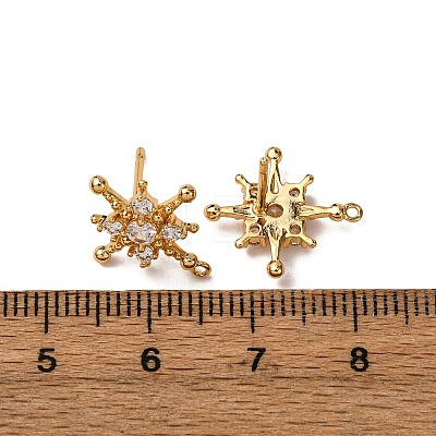 Brass Pave Clear Cubic Zirconia Stud Earring Findings KK-Z121-12G-1