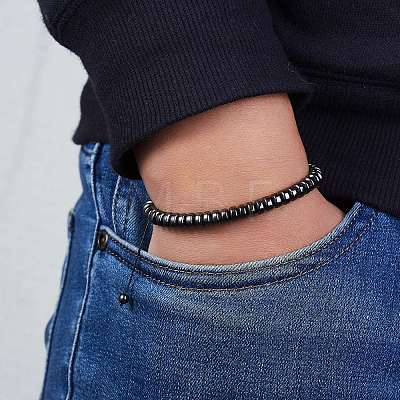 Natural Non-magnetism Hematite Bradided Bead Bracelets for Women Men ZJ6081-1-1
