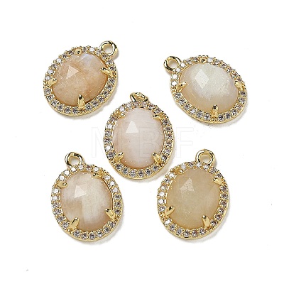 Natural Moonstone Faceted Oval Pendants G-I375-02G-09-1