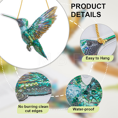 2Pcs 2 Styles Acrylic Bird Hanging Suncatchers HJEW-CN0001-32-1