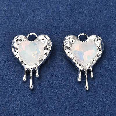 Rack Plating Alloy Rhinestone Pendants PALLOY-D028-08A-S-RS-1