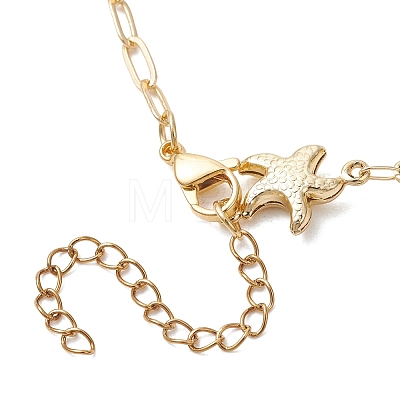 304 Stainless Steel Starfish Link Chain and Brass Paperclip Chain Bracelet Making AJEW-JB01590-1