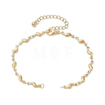 304 Stainless Steel Wave Link Chain Bracelet Making AJEW-JB01303-01-1