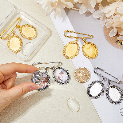 Alloy & Steel Oval Tray Brooch Base Settings JEWB-DC00008-1