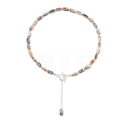 Natural Paua Shell and Brass and 304 Stainless Steel Curb Chains Necklaces NJEW-JN06197-1