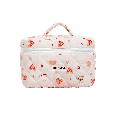 Heart Printed Cotton Cosmetic Zipper Tote Bags PW-WGB0E56-03-1