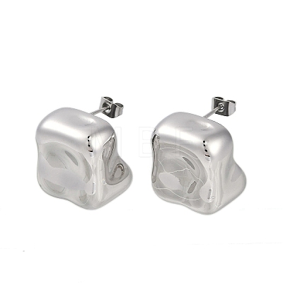 304 Stainless Steel Square Stud Earrings for Women EJEW-K281-25P-1