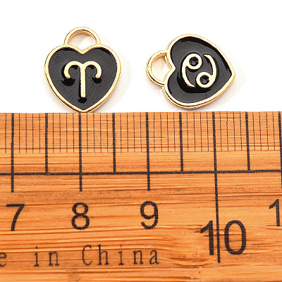 Light Gold Plated Alloy Enamel Pendants ENAM-R055-05B-1