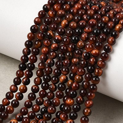 Dyed & Heated Natural Red Tiger Eye Bead Strands G-K146-50-3mm-01-1