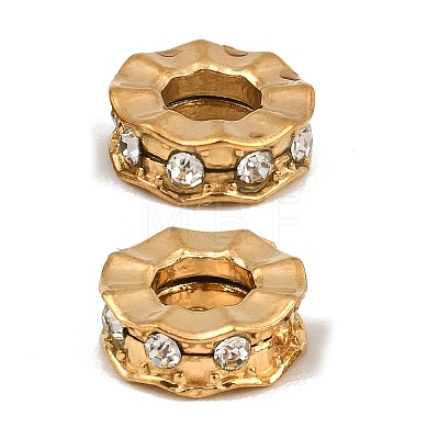 304 Stainless Steel Rhinestone European Beads RB-CBA72D5-01G-1