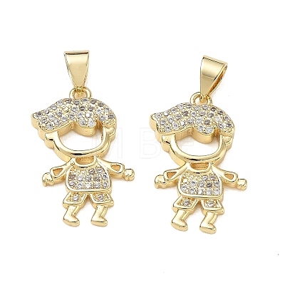Brass Micro Pave Clear Cubic Zirconia Pendants CU-CBA9AFC-01G-11-1