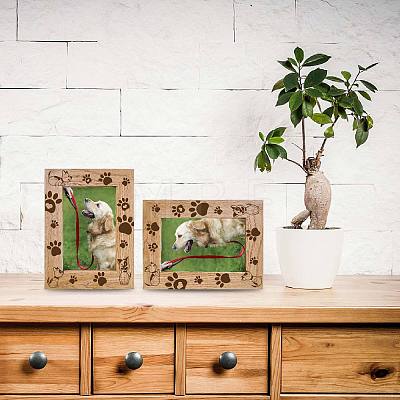 Rectangle with Dog & Word Wooden Photo Frames AJEW-WH0292-005-1