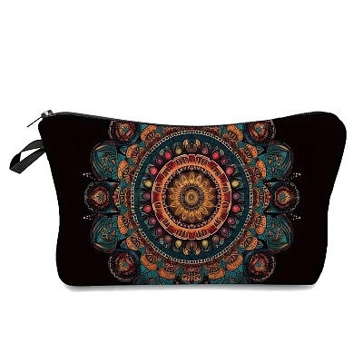 Mandala Flower Print Linen Cosmetic Zipper Pouches PW-WGC854E-05-1