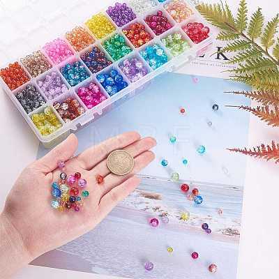 Spray Painted Crackle Glass Beads Sets CCG-PH0003-08-1