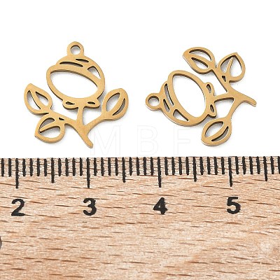 Hollow 201 Stainless Steel Pendants STAS-F337-10F-G-1