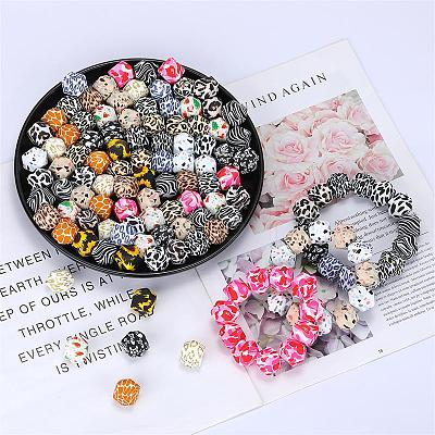 Colorful Pattern Printed Silicone Beads SI-JX0022A-08-1